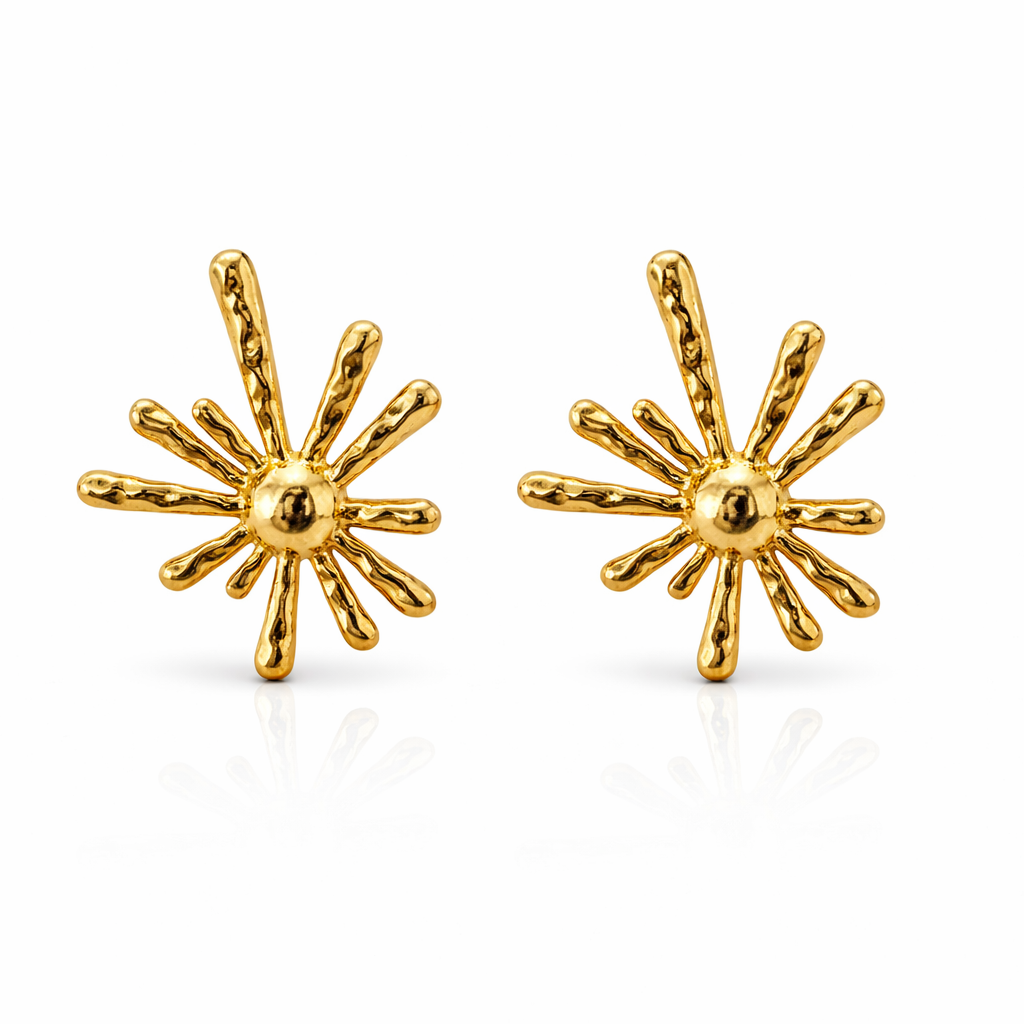 Golden Sunburst Minimal Stud Earrings