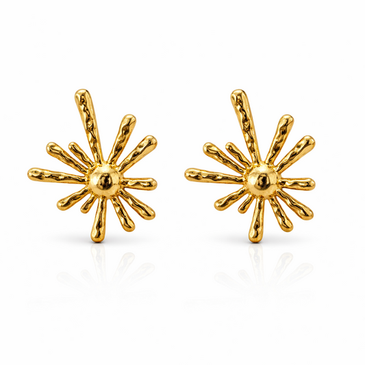 Golden Sunburst Minimal Stud Earrings
