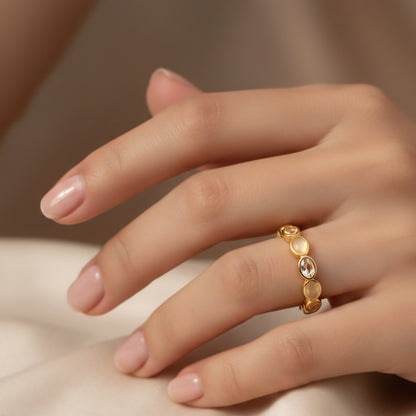 Golden Oval Stone Eternity Ring
