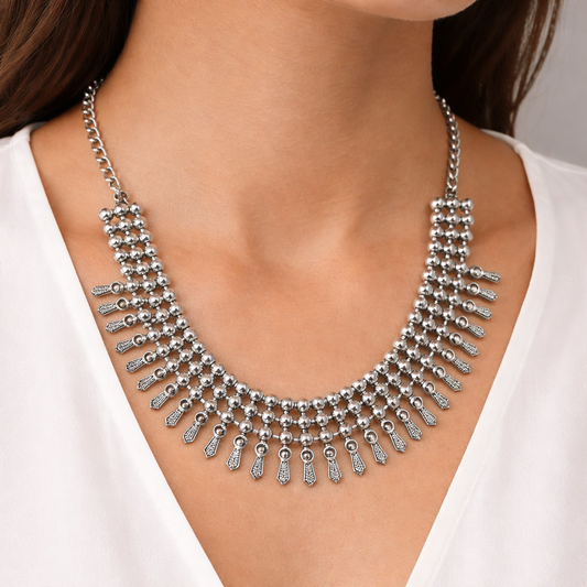 Necklace with Tribal Charm Drops