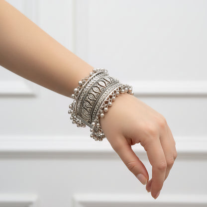 Oxidised Silver Look Statement Bracelet