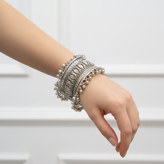 Oxidised Silver Look Statement Bracelet