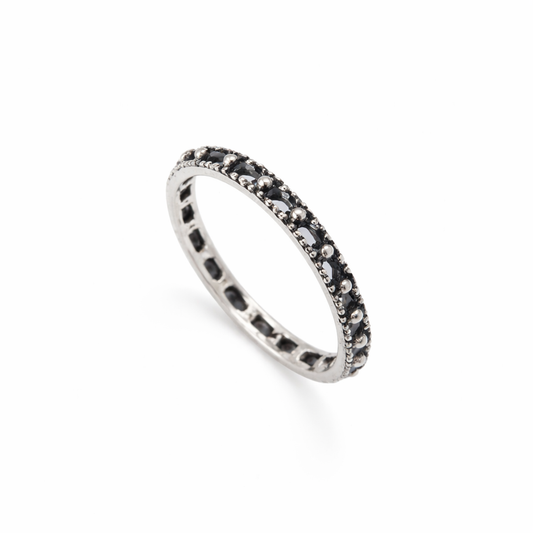 Black Stone Studded Band Ring