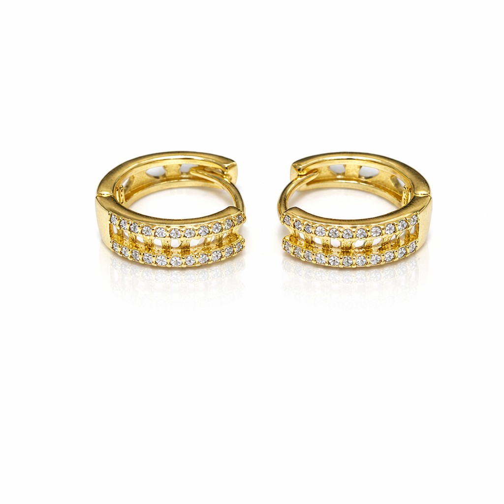 Double Row Crystal Huggie Hoop Earrings