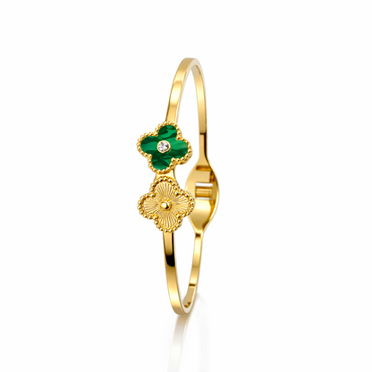 Dual Clover Green & Gold Bracelet