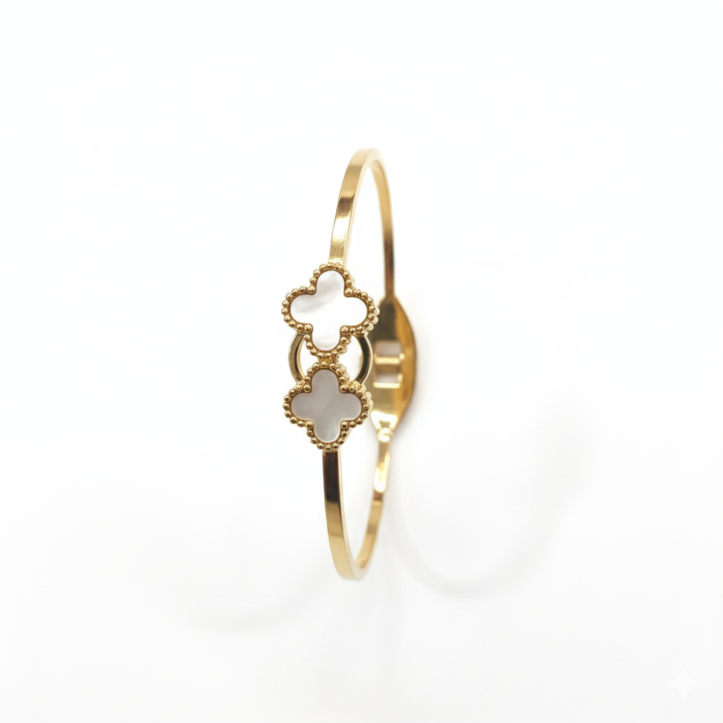 Elegant Dual Clover Gold Bracelet