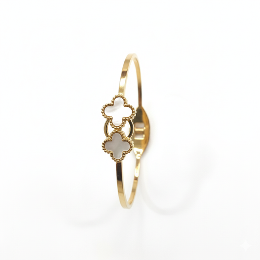 Elegant Dual Clover Gold Bracelet