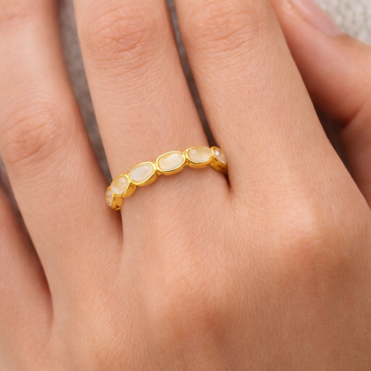 Mother-of-Pearl Oval Adjustable Band Ring