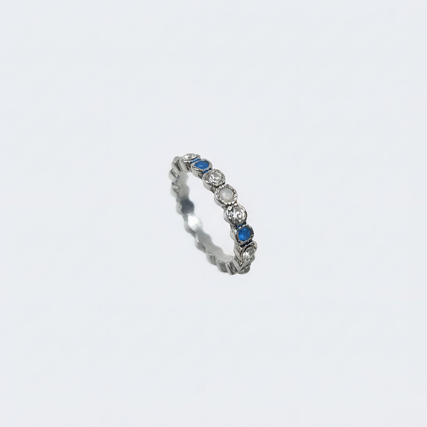 Blue & Clear Stone Eternity Band Ring