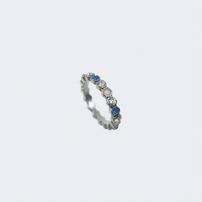 Blue & Clear Stone Eternity Band Ring