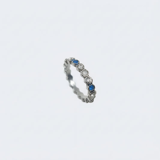 Blue & Clear Stone Eternity Band Ring
