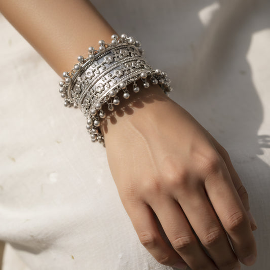 Oxidised Silver Look Wide Cuff Bracelet