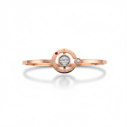 Rose Gold “I Love You” Bracelet with Crystal Accent