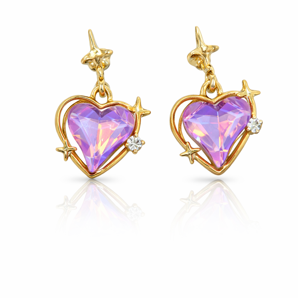 Celestial Heart Crystal Drop Earrings