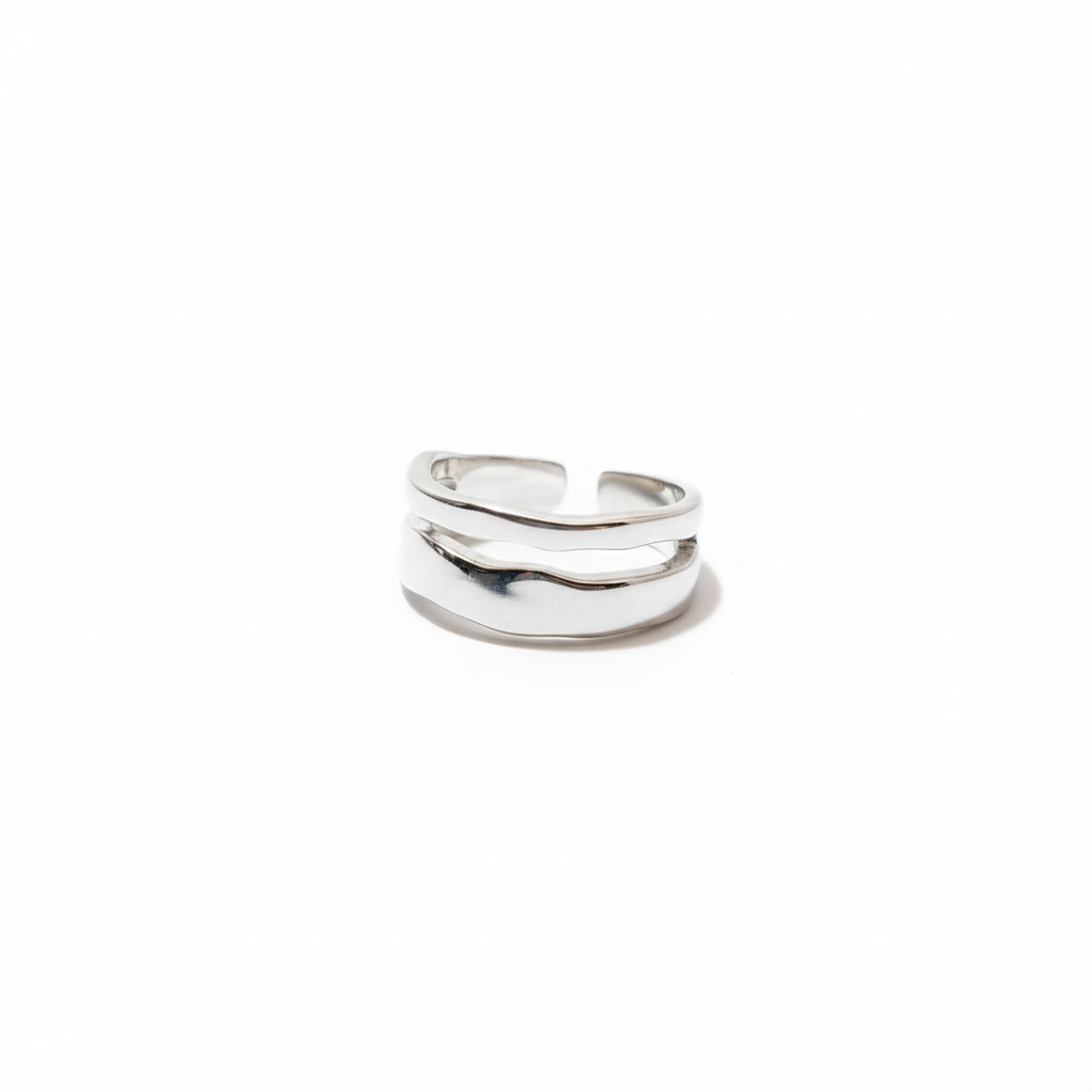 Silver Plated Dual Wave Adjustable Ring