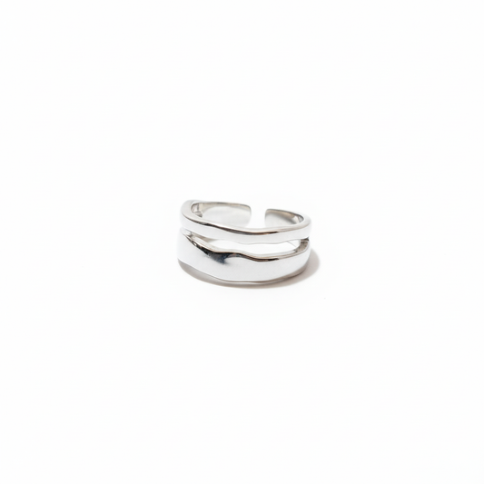 Silver Plated Dual Wave Adjustable Ring