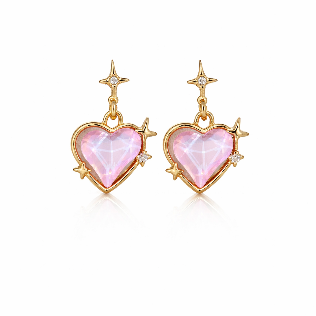 Celestial Heart Crystal Drop Earrings