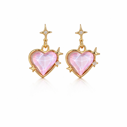 Celestial Heart Crystal Drop Earrings