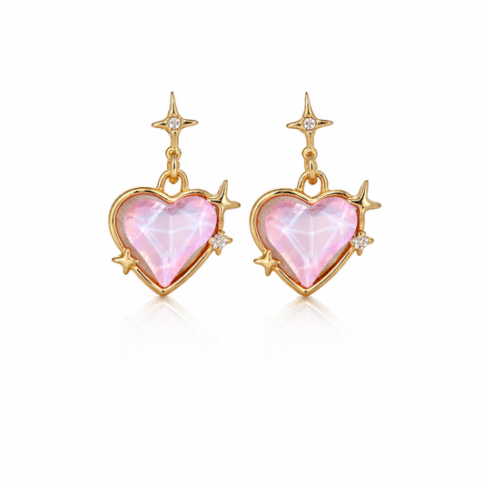 Celestial Heart Crystal Drop Earrings