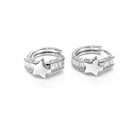Star Charm Baguette Hoop Earrings