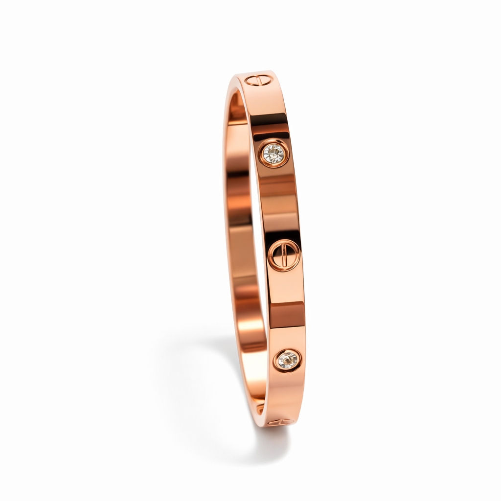 Rose Gold Screw-Motif Bangle Bracelet
