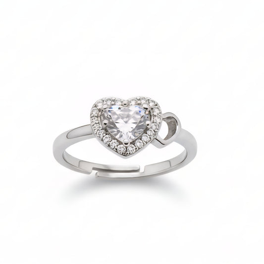 Silver Plated Heart-Cut Ring