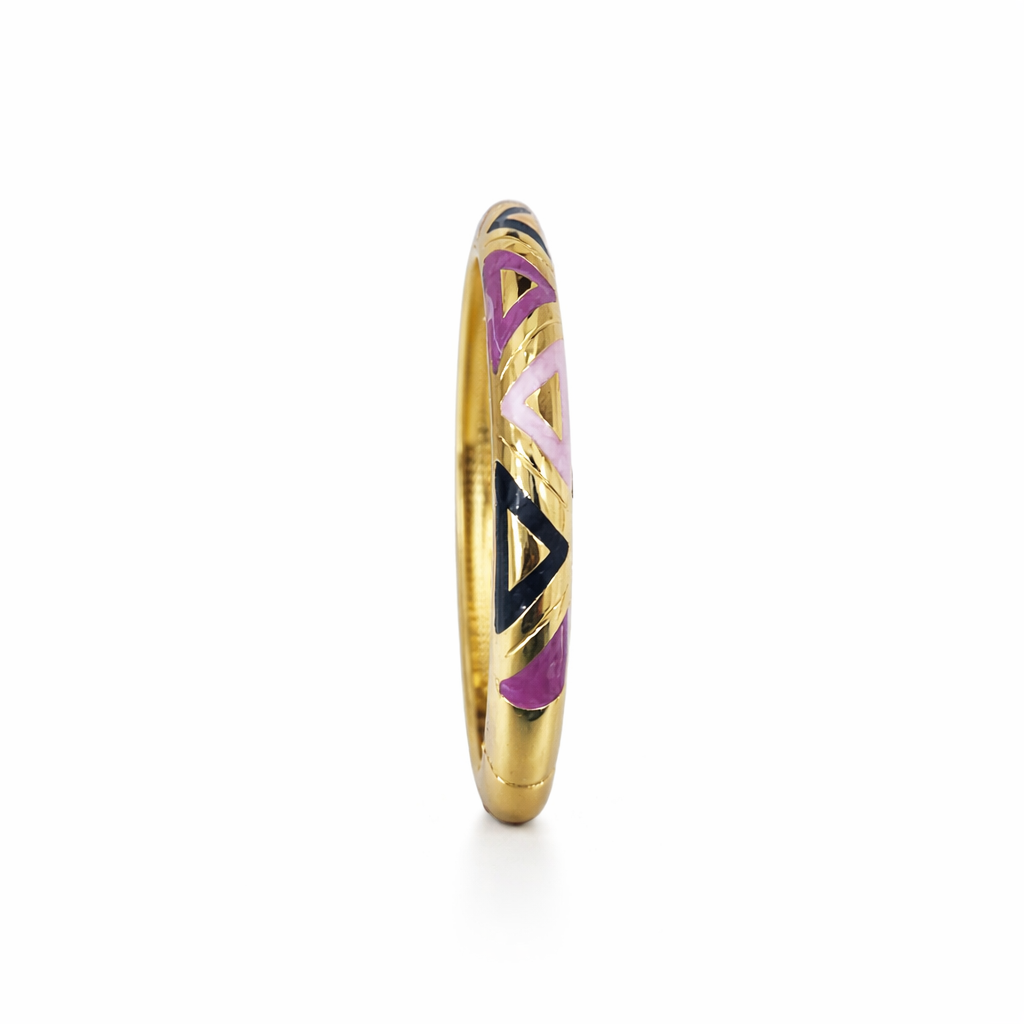 Gold-Tone Geometric Enamel Bangle